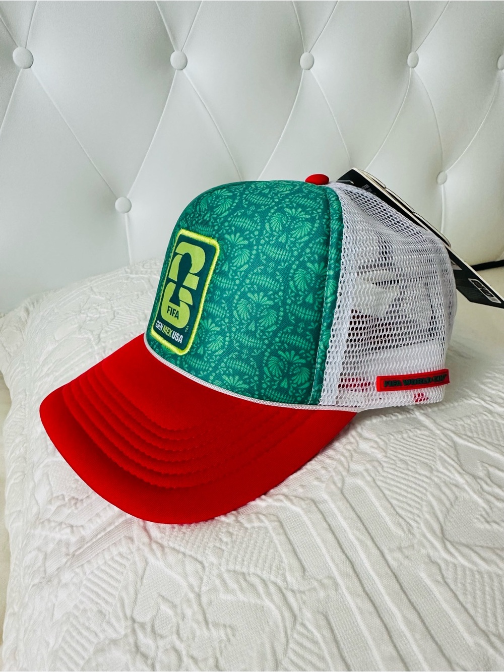 World Cup 2026 Green Pattern & Red Mesh Trucker Hat original